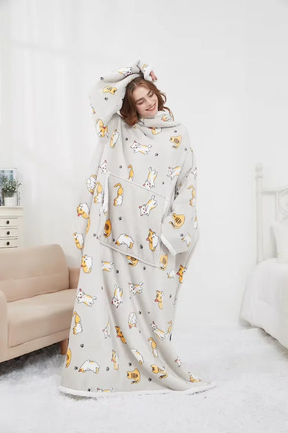 Premium Plaid Sherpa Wearable Tv Blanket