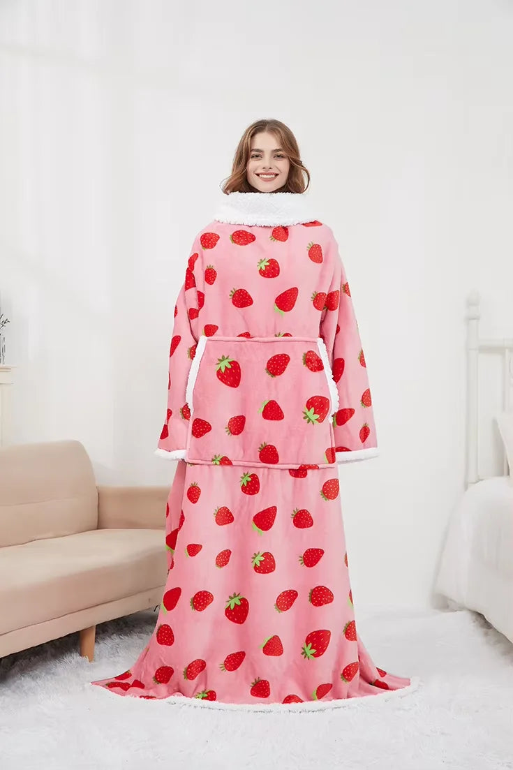 Premium Plaid Sherpa Wearable Tv Blanket