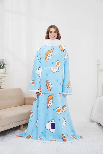 Premium Plaid Sherpa Wearable Tv Blanket